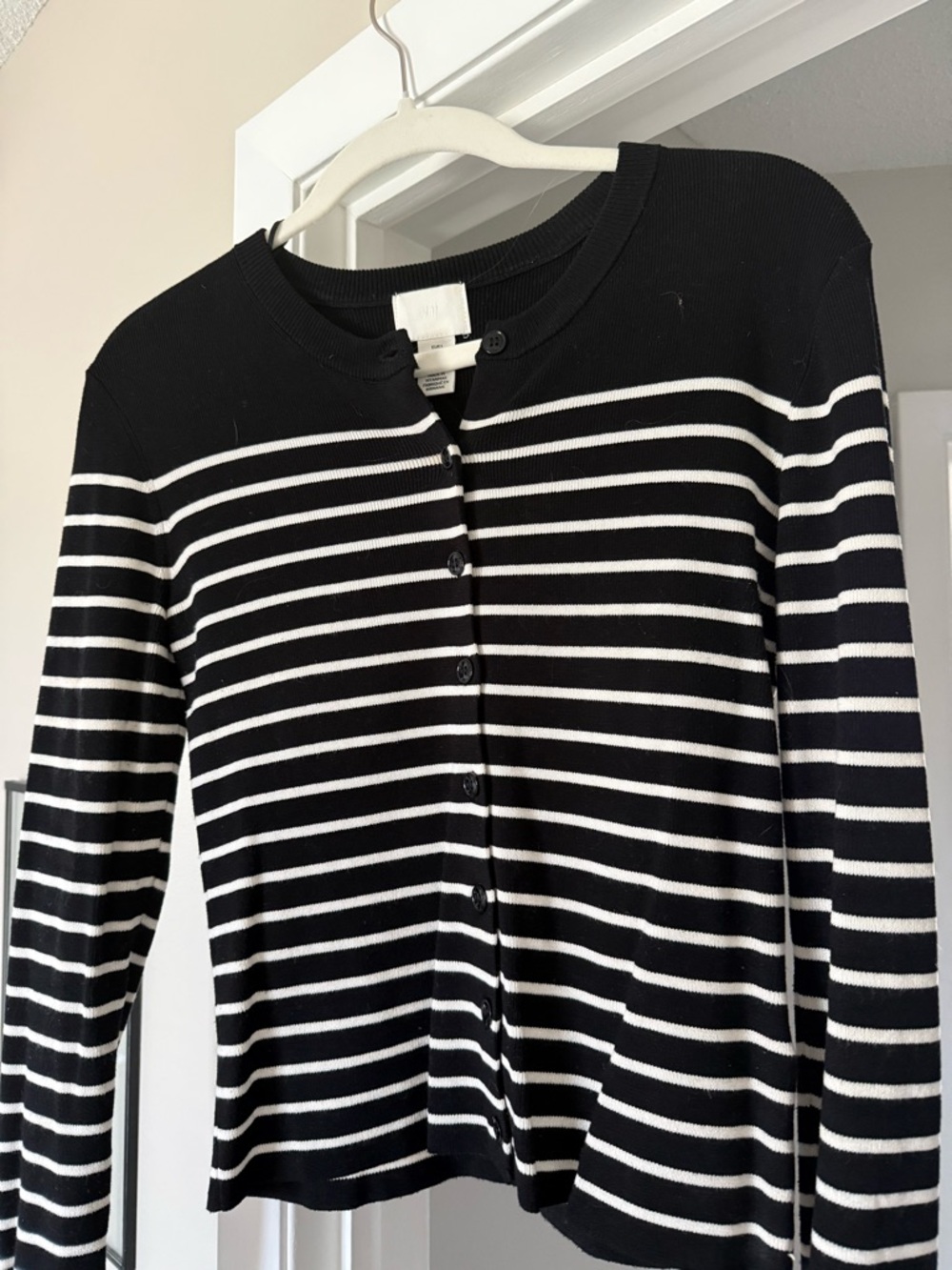 H&M Black & White Striped Cardigan